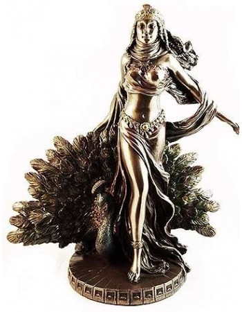 Hera Queen of the Greek Gods Statue with Peacock