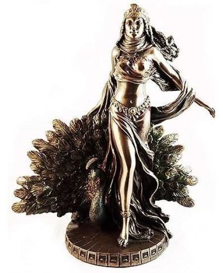 Hera Queen of the Greek Gods Statue with Peacock