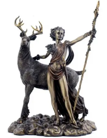 Diana Artemis Greek Goddess of the Hunt Statue with Deer