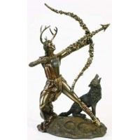 Diana Artemis Greek Goddess of the Hunt Statue with Wolf