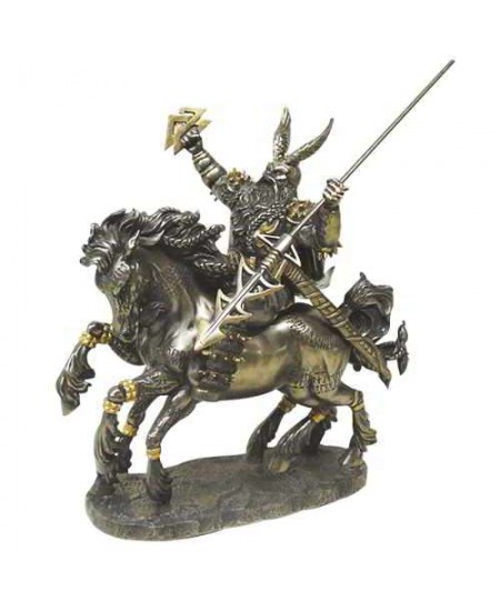 Odin on Horseback Norse God Bronze Statue