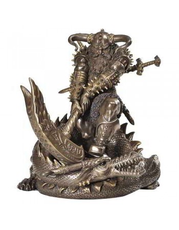 Thor, Norse God Slaying Dragon Statue