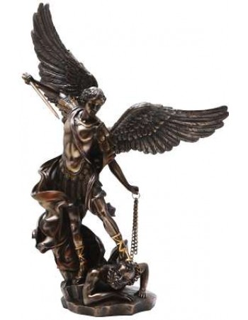 Archangel St Michael Slaying Evil 15 Inch Bronze Statue