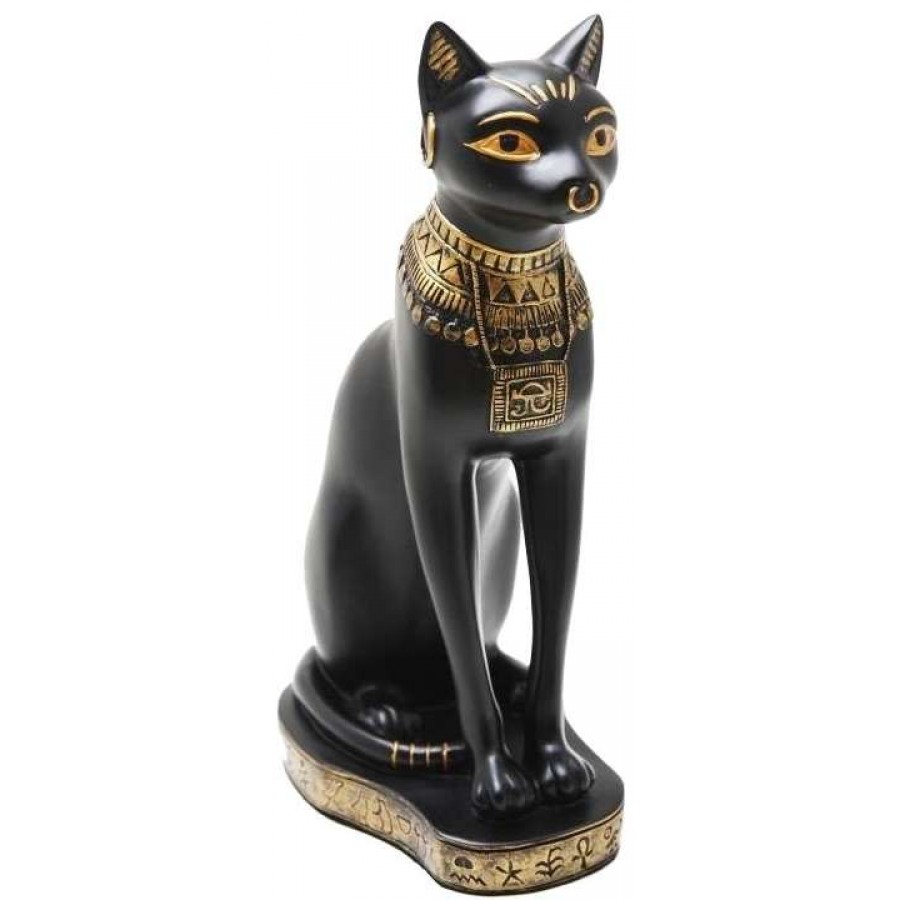 Black Cat Bastet Figurine Egyptian Goddess Resin Statue Home Decor Collection