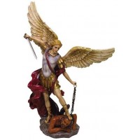 Archangel St Michael Hand Painted Color Christian Statue