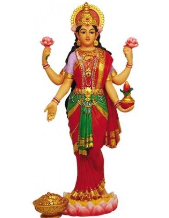 Lakshmi Hindu Goddess of Luck and Wealth Full Color Statue