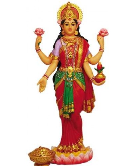 Lakshmi Hindu Goddess of Luck and Wealth Full Color Statue