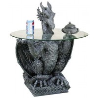 Dragon Side Table with Glass Top