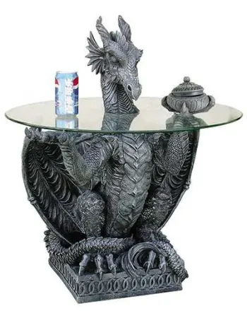 Dragon Side Table with Glass Top