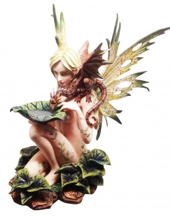 Forest Fairy with Baby Dragon Statue