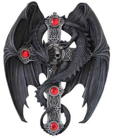 Dragon Wings Cross Medieval Wall Plaque