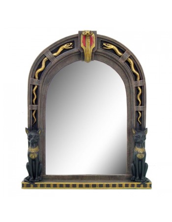 Bast Egyptian Cat Mirror with Cobras