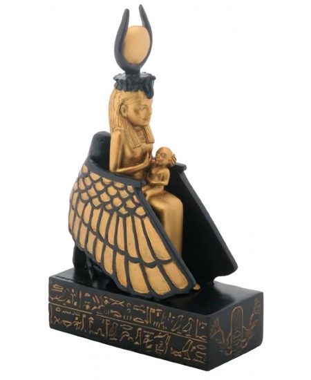 Isis Nursing Horus in Winged Throne Statue