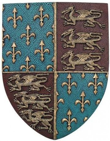 Fleur de Lis and Lions Medievel Knights Shield Plaque