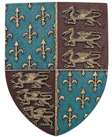 Fleur de Lis and Lions Medievel Knights Shield Plaque