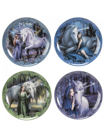Unicorn and Maiden Desert Plate Set of 4