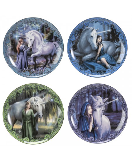 Unicorn and Maiden Desert Plate Set of 4