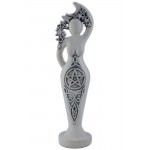 Pentacle Goddess White Stone Finish Altar Statue