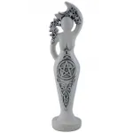 Pentacle Goddess White Stone Finish Altar Statue