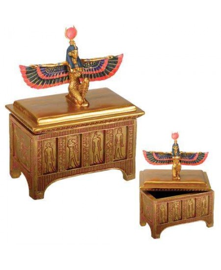 Winged Isis Golden Trinket Box