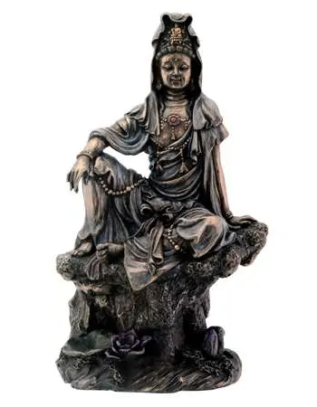 Water and Moon Kuan Yin Bronze Resin Statue