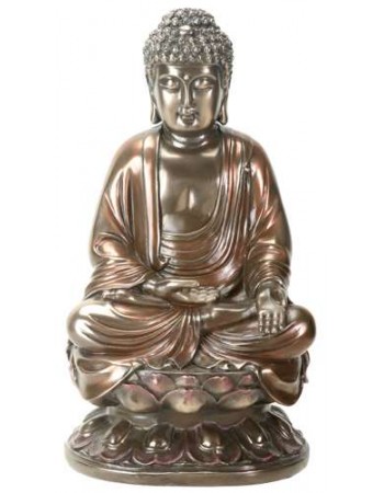 Buddha on Lotus Bronze Resin Statue