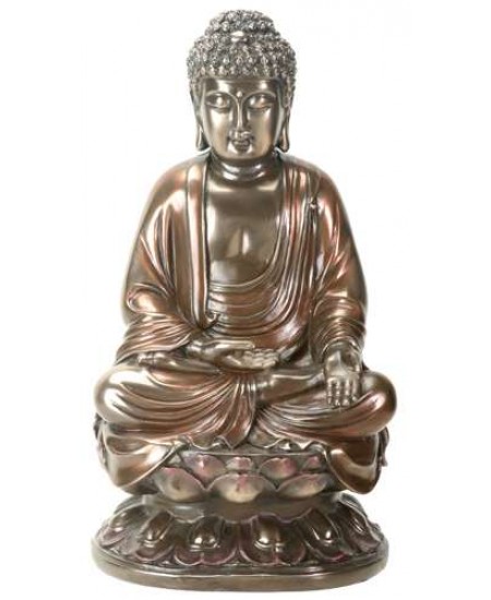 Buddha on Lotus Bronze Resin Statue