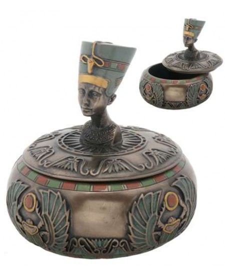 Nefertiti Egyptian Round Trinket Box