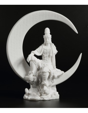 Quan Yin Water and Crescent Moon Statue